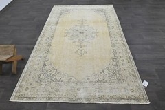 Oushak Turkish Vintage Rug 5×8 Kilim Rug Anatolian Handmade Boho Decor BEIGE