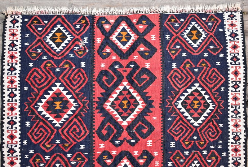 Turkish Kilim Rug 35''x40'' Handwoven Van Kilim 90x102cm Wool Vintage Area Rug gallery