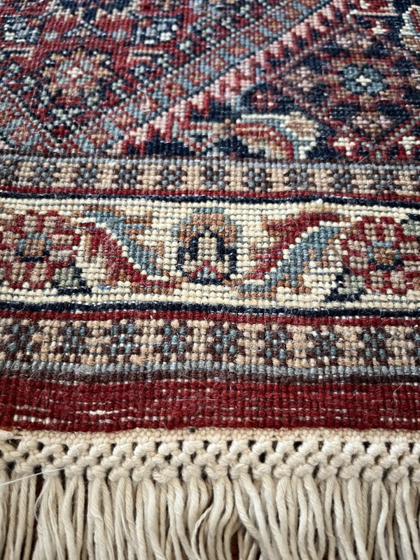 Vintage 2’ X 4’ Rug - Hand Knotted Wool Rust Red Navy Geometric Medallion gallery