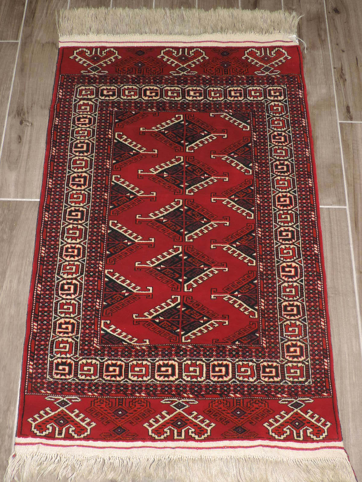 3x5ft. Handmade Turkoman Dyrnak Gol Yomud Wool Rug gallery