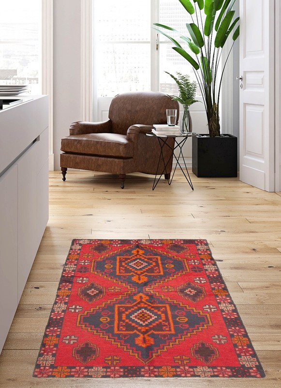 Vintage Geometric Area Rug 3'8" x 6'6" Traditional Hand-Knotted Wool Carpet gallery