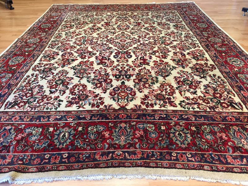 Gorgeous Ghissabad - 1940s Antique Oriental Rug - Floral Carpet - 8.9 x 11.10 ft gallery
