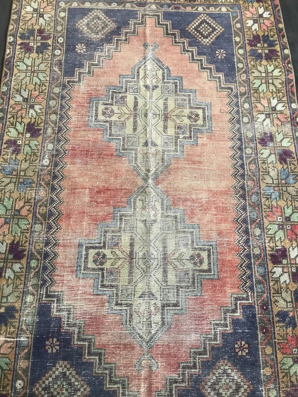 Orange Turkish Rug , Distressed Rug , Turkish Accent Rug , Faded Oushak Rug , Be gallery
