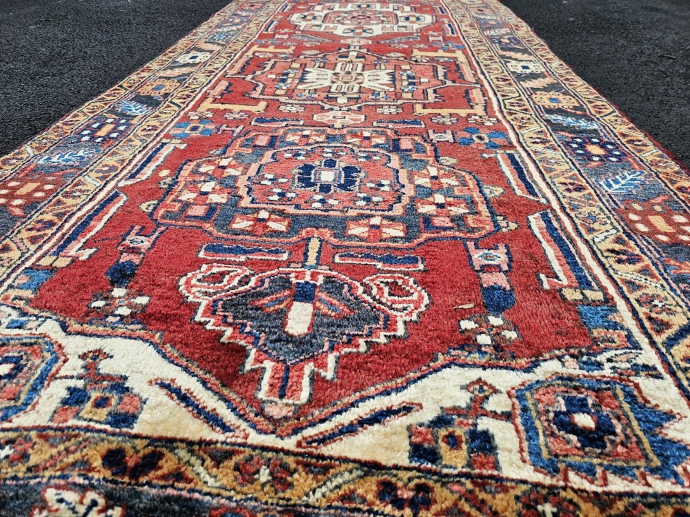 4.1 x 14.5 ANTIQUE CAUCASIAN HERIZ SERAPI KAZAK VINTAGE USHAK TRIBAL RUNNER