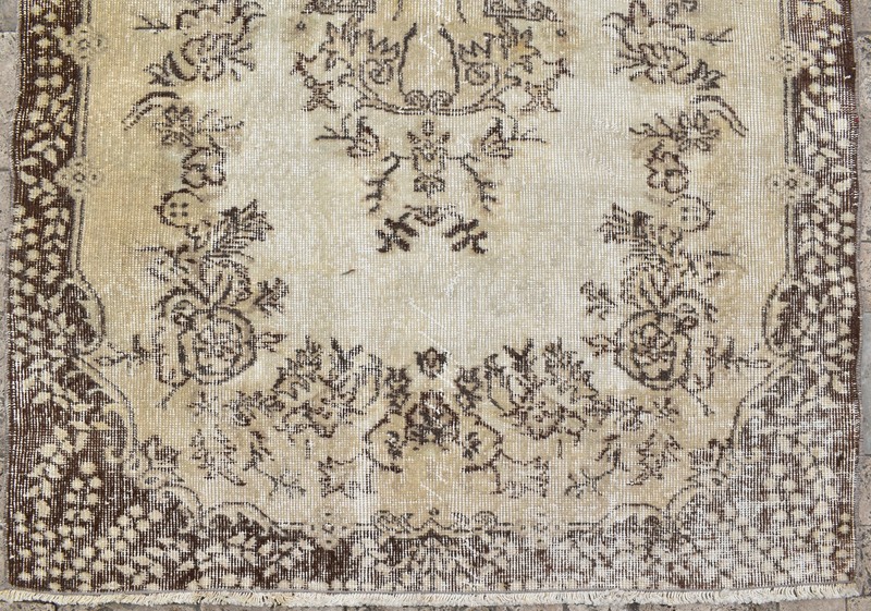 Turkish Rug 47''x79'' Vintage Light Color Medallion Oushak Carpet 120x203cm 3x6 gallery
