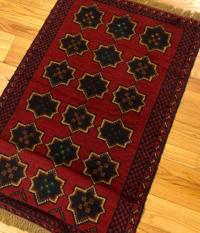 Handmade Afghan Kazakh New Tribal Accent Rug, Star Design, 100% Camel Hair, 3x4 gallery
