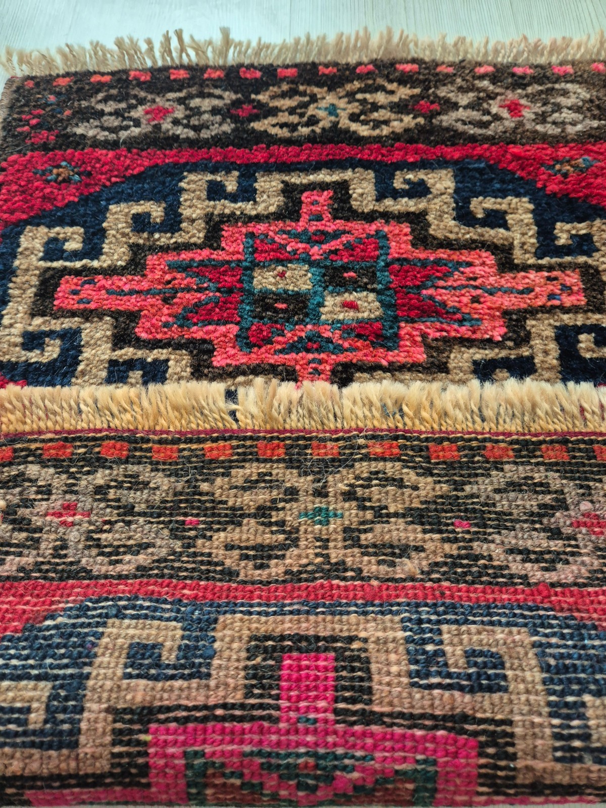Antique Rug Pillow, Hand Woven Small Carpet, Wool Rug, Home Decor, Anatolian gallery