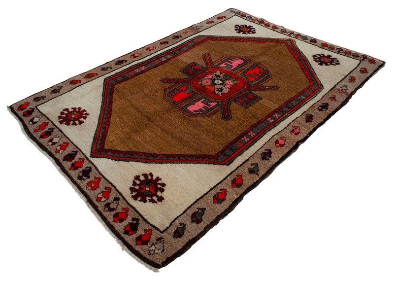 Vintage Turkish Rug Hand-Knotted Wool Rug Tribal Neutral Color Area 5x7 ft Apprx gallery