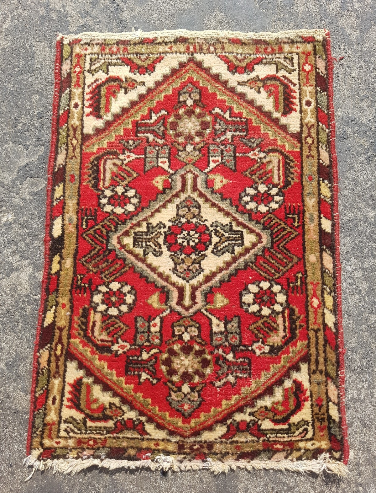Vintage Hand Made Traditional Rug Oriental Wool Multicolor Carpet 86x59 cm gallery