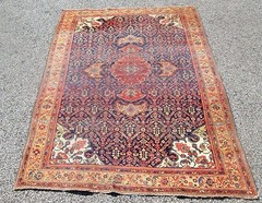 ANTIQUE MISSION MALAYER ORIENTAL RUG W/ IVORY CORNERS FINE WEAVE