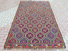 Anatolian Kilim Wool, Area Rugs, Handmade Embroidery Large Floor Carpet 73″x124″