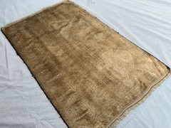 3’2×5’1 ft Vintage Afghan Hand Knotted Rug Brown Solid Wool Area entryway rug