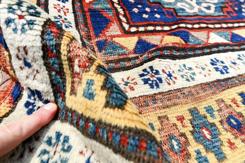EXCEPTIONAL ANTIQUE ARMENIAN 'COMPARTMENT' KAZAK RUG CARPET gallery