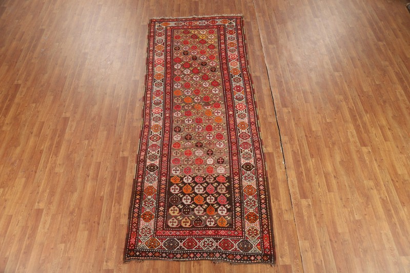 Pre-1900 Antique Vegetable Dye Kazak Russian 10' Runner Rug 4x10 Handmade Wool gallery
