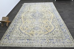 Oushak Turkish Vintage Rug 7×11 Kilim Rug Anatolian Handmade Boho Decor YELLOW