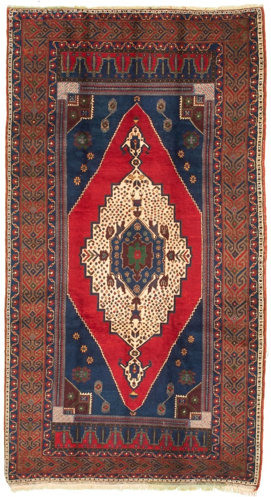 Vintage Hand-Knotted Area Rug 5'1" x 9'7" Traditional Oriental Wool Carpet