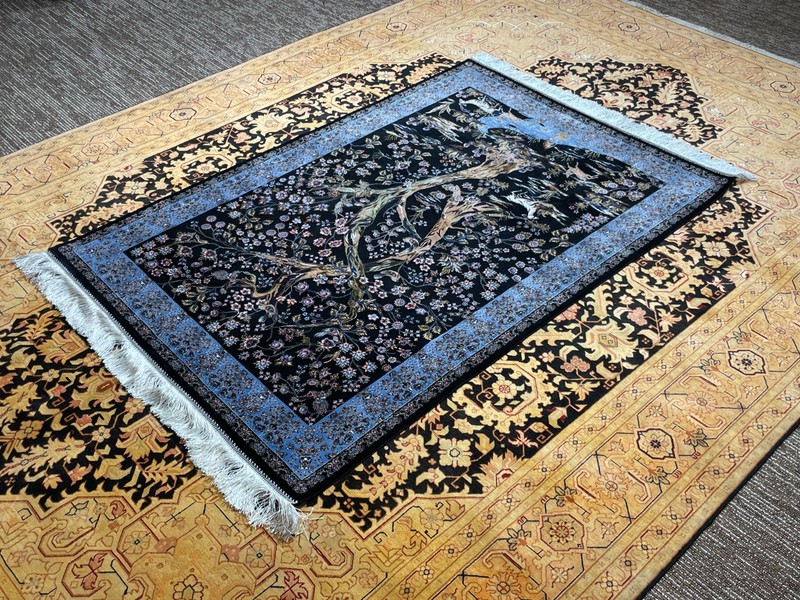 Silk Rug 3 x 5 Feet Animals Floral Pattern Tree Of Life Design Premium Quality gallery