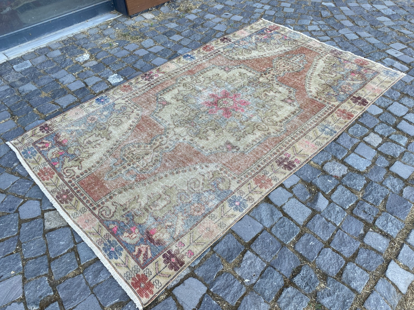 Vintage Turkish Rug, Hand-Knotted Wool, Terracotta Beige Muted Area Rug gallery