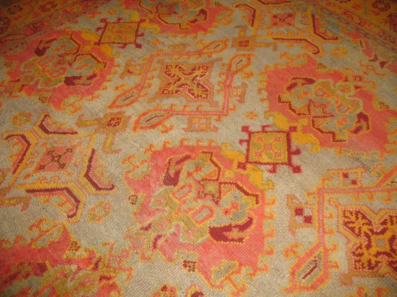 Antique Unbelievable All Over "Crab" Turkish Oushak Ushak Rug Size 12'4''x14'3'' gallery