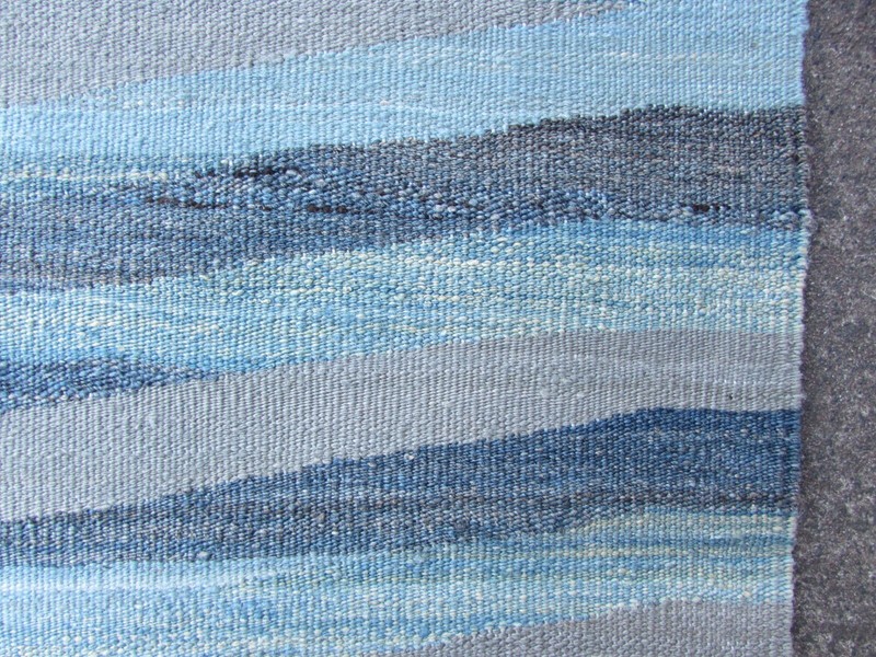 Kilim Vintage Traditional Hand Made Oriental Faded Blue Wool Kilim 196x152cm gallery