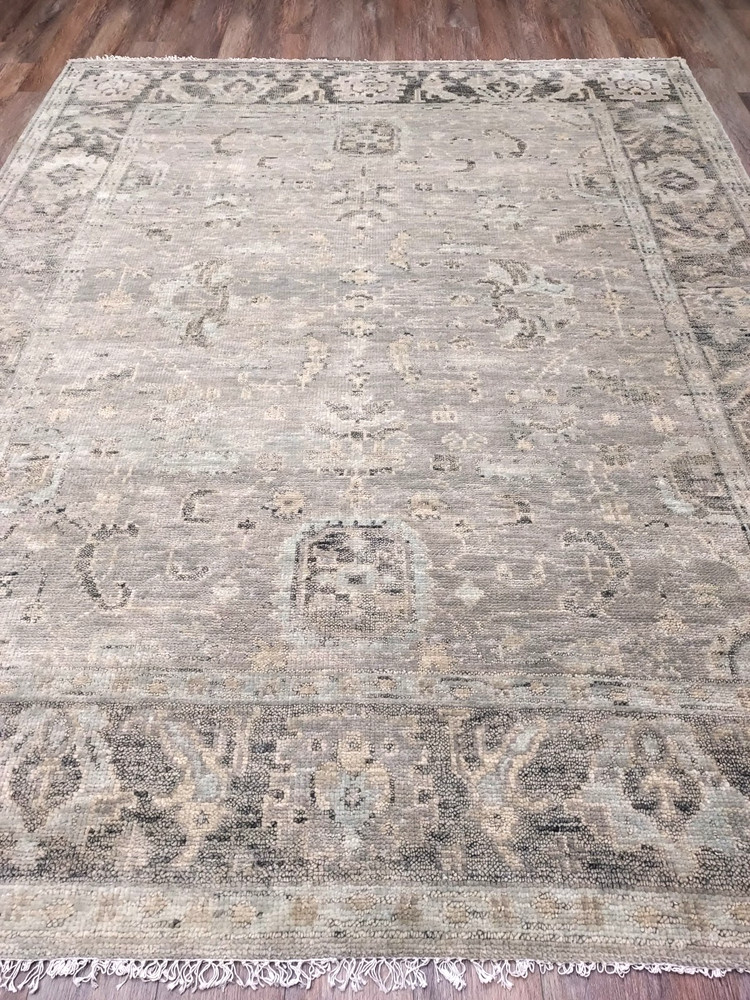 TURKISH OUSHAK RUG. GEOMETRIC MULTICOLORED HANDMADE BOHEMIAN 8x10 RUG
