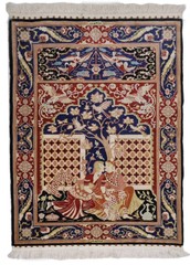 HIGH KPSI MINT-SIGNED SILK TURKISH HEREKE RUG PICTORAL RUG 2.10×3.9 MUST SEE