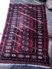 Afghan rug Antique vintage Turkmen hand woven wool distressed mat 50″ x 31″