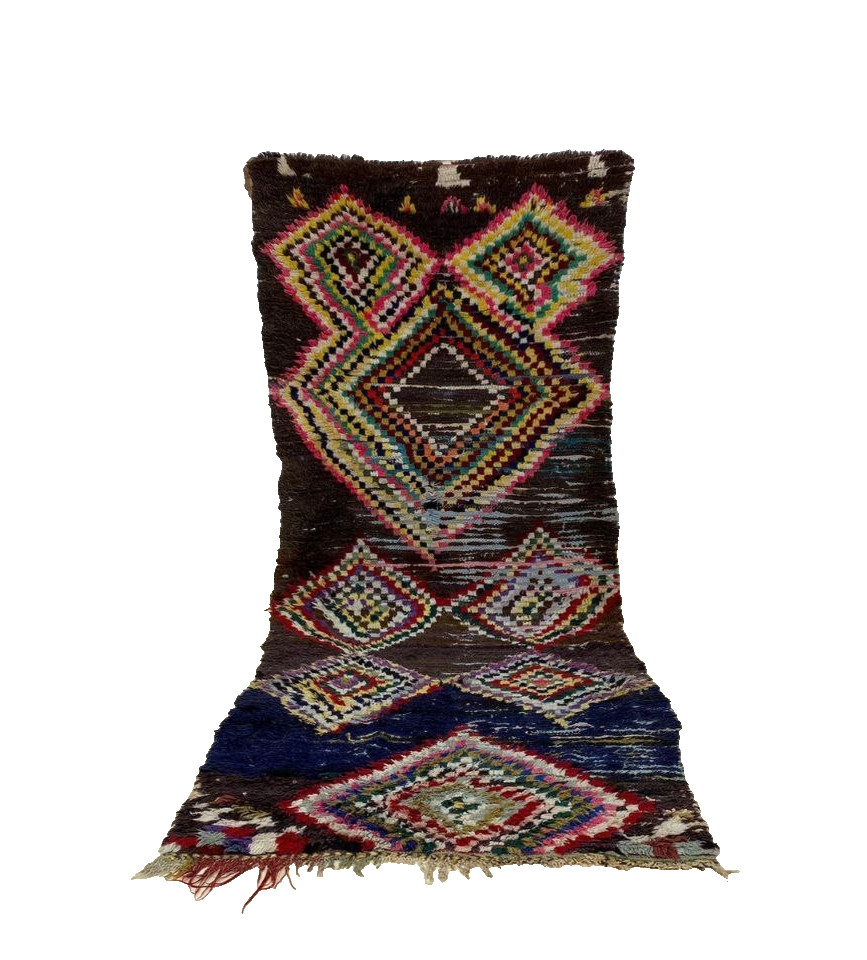 Moroccan Cotton Vintage Berber Rug, Unique Geometrie Home Decor Rug 2'9x7'1 ft gallery