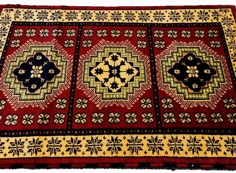 3'X5' ANTIQUITY HAND WOVEN CAUCASIAN KAZAK TRIBAL-ARDEBILI WOOL RUG gallery