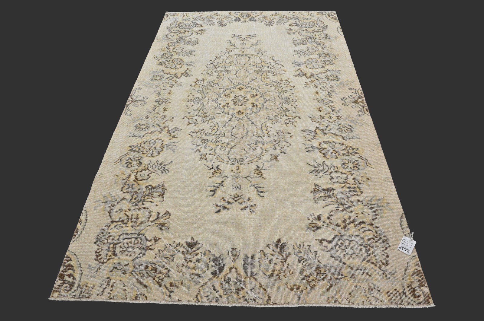 Vintage Turkish Oushak Rug, Beige 5x8ft, Handmade Wool, Bohemian Anatolian gallery