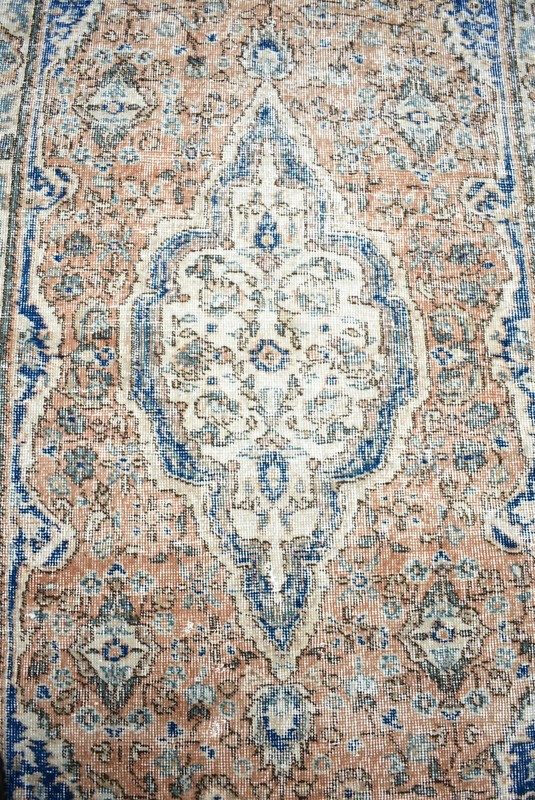Oushak Rug 3'8 x 6'5 ft Muted Dye Turkish Kilim Vintage Wool Low Pile Oushak Rug gallery