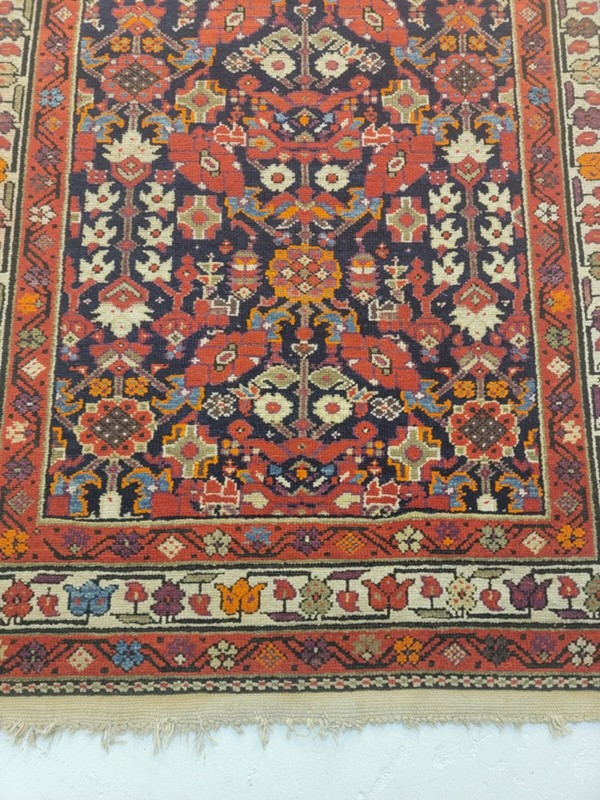 Antique Oriental Hand-Knotted Wool Runner Malayer Rust/Ivory/Blue 3'5" x 16'4" gallery
