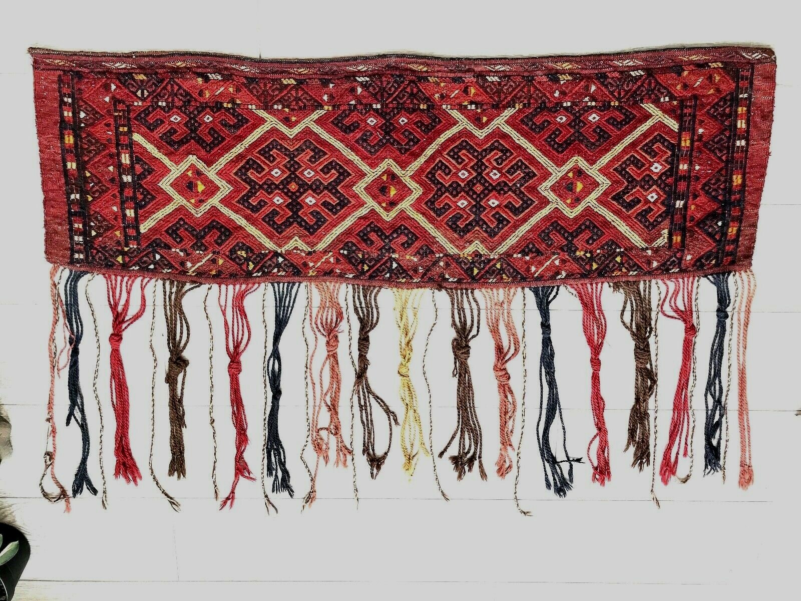 RARE ANTIQUE TURKMEN ERSARI KILIM, HAND MADE TURKOMAN RUG / CARPET - 1880 PERIOD gallery