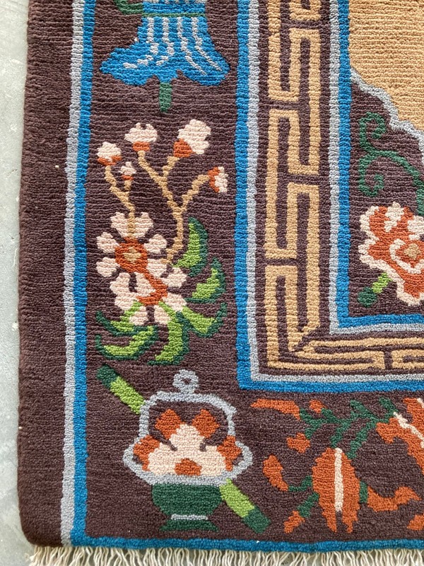 Vintage Chines Peking Handmade Floral Multicolor Wool Rug Carpet 166x95 cm gallery