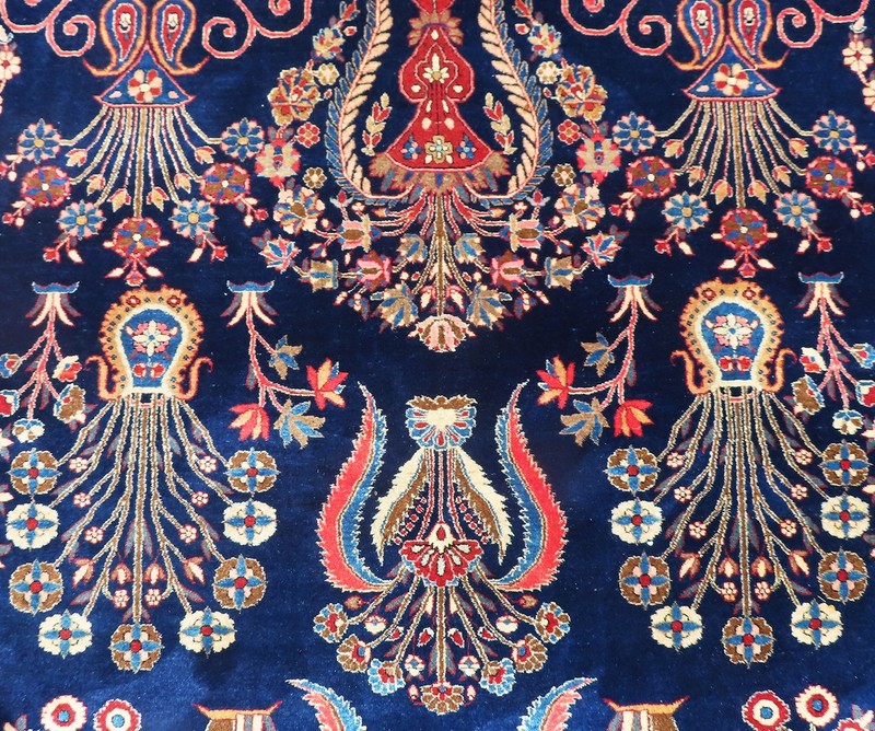 EXQUISITE, SUBLIME, ANTIQUE, ONE OF THE KIND, BOLD 1920 DABIR KESHAN LARGE RUG. gallery