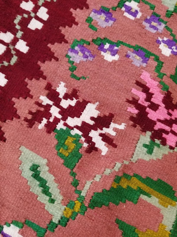 Fine Vintage Traditional Handmade Bessarabian Wool Multicolor Kilim 6.2x5.5 ft gallery