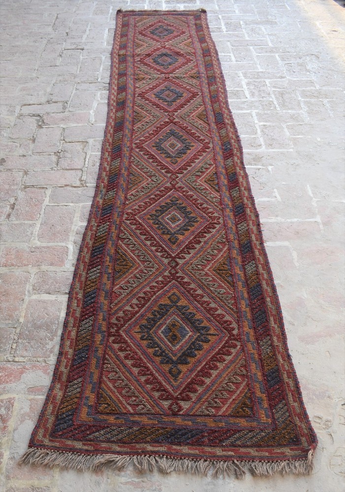 2x12 Ft Handmade Vintage Afghan Moshvani Wool Rug Persian Tribal Hallway Runner