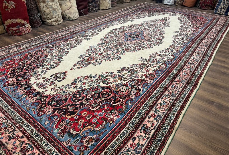 Palace Size Per'sian Rug 10 x 21 Antique Bibikabad Carpet Handmade Antique Ivory gallery