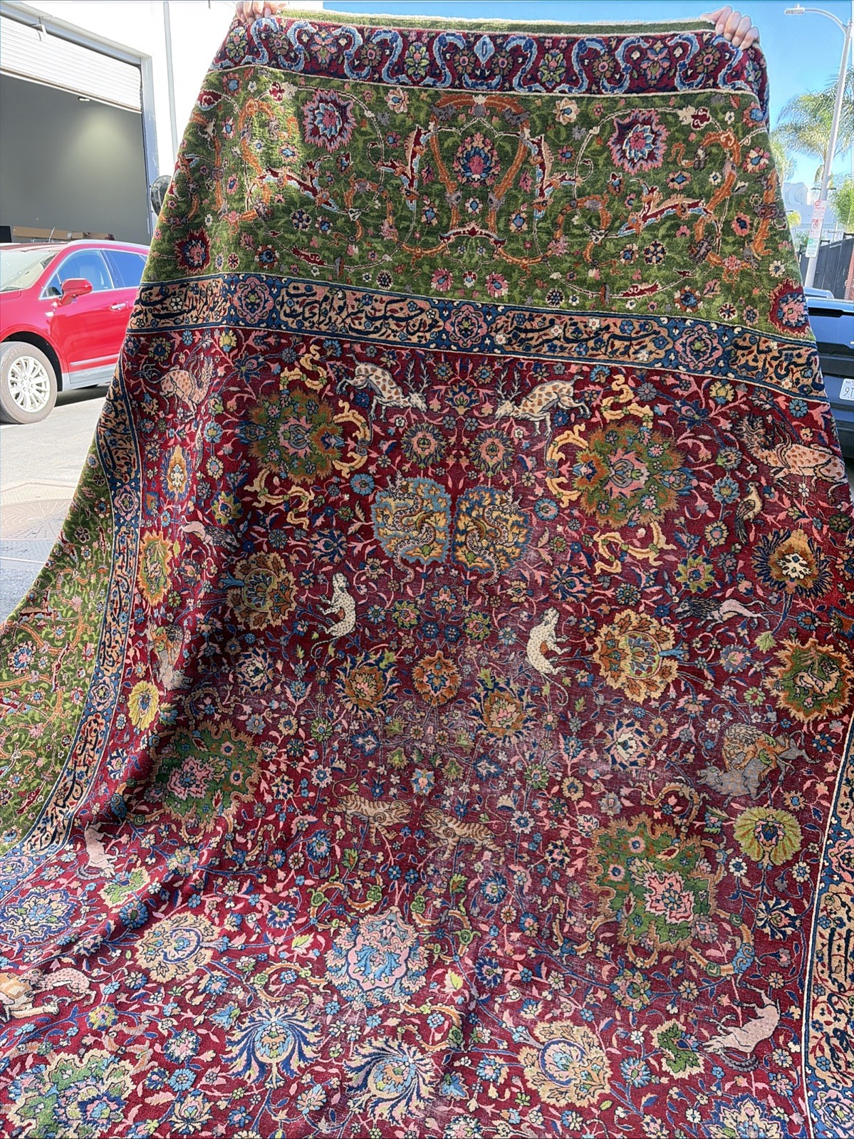 Auth: Antique Lavar Rug Spiral Tendril Classical Era Masterpiece 10x19 gallery