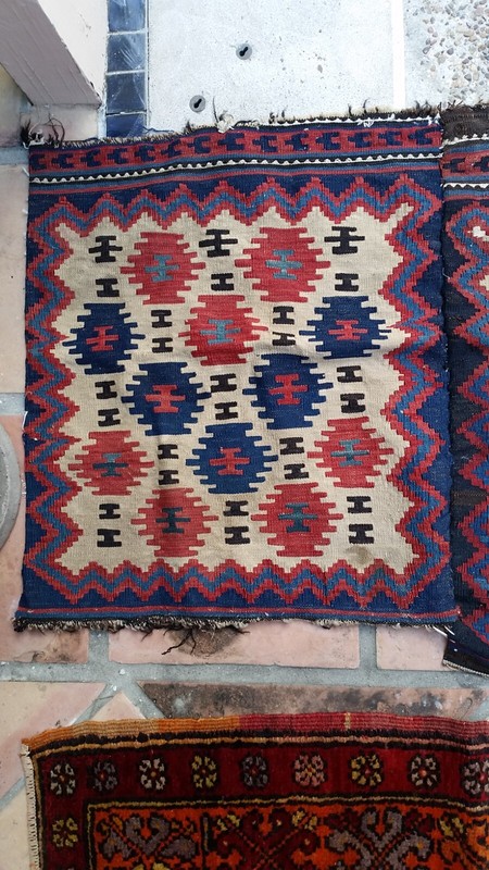 Antique Caucasian Shirvan carpet kilim mafrash bag face gallery