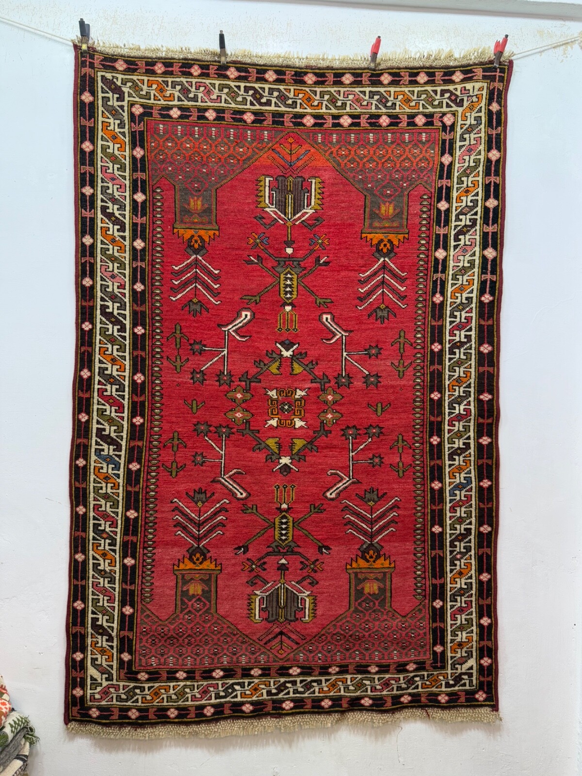 Vintage Fabulous Hand Knotted Turkey Wool Rug Floor Area Wall Hanging 169x110 Cm gallery