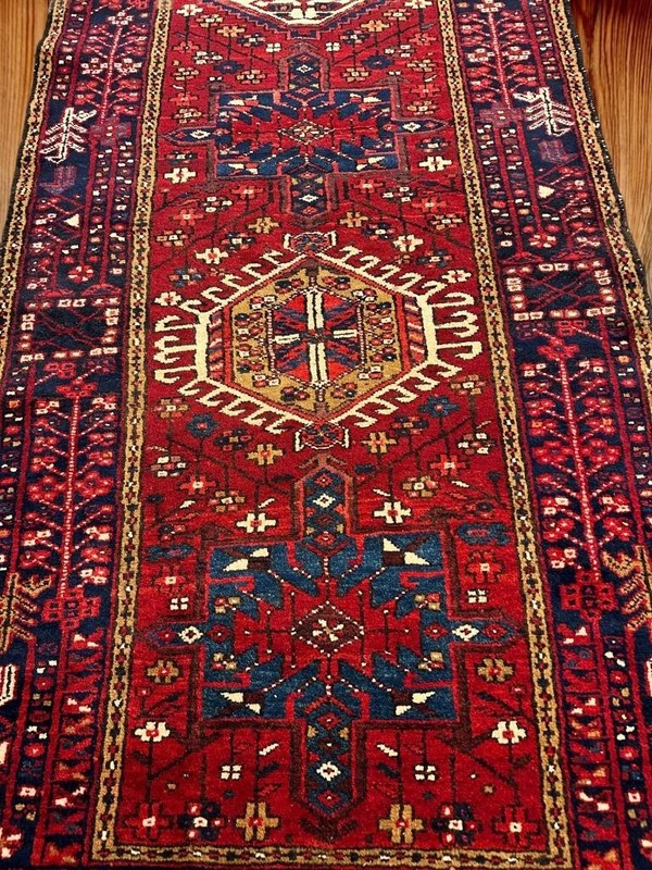 3'8 x 10'5 Vintage Heris Handmade Wool Runner Rug Caucasian Oriental Carpet 4x11 gallery