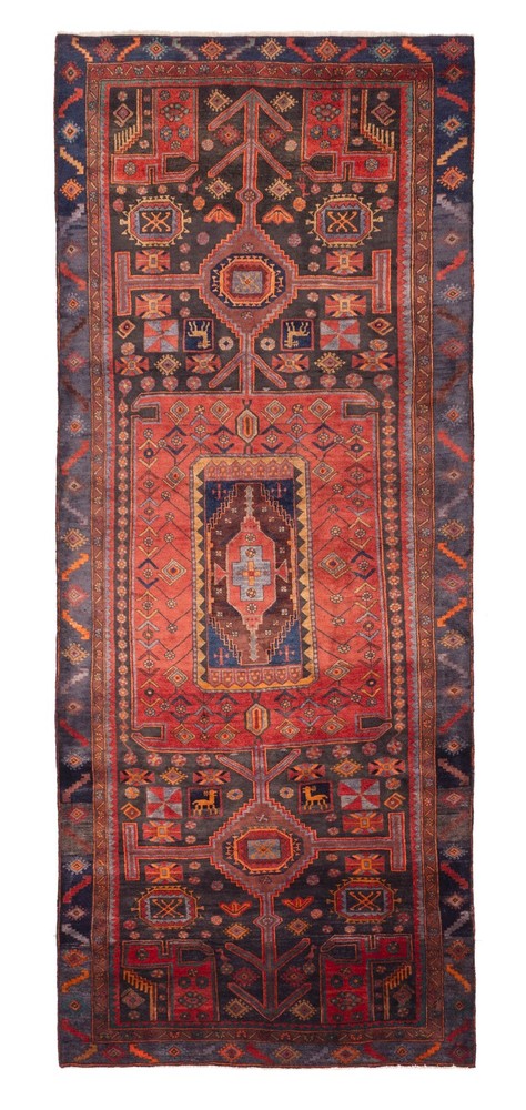 Vintage Traditional Hand-Knotted Area Rug 4'2" x 10'6" Oriental Wool Carpet