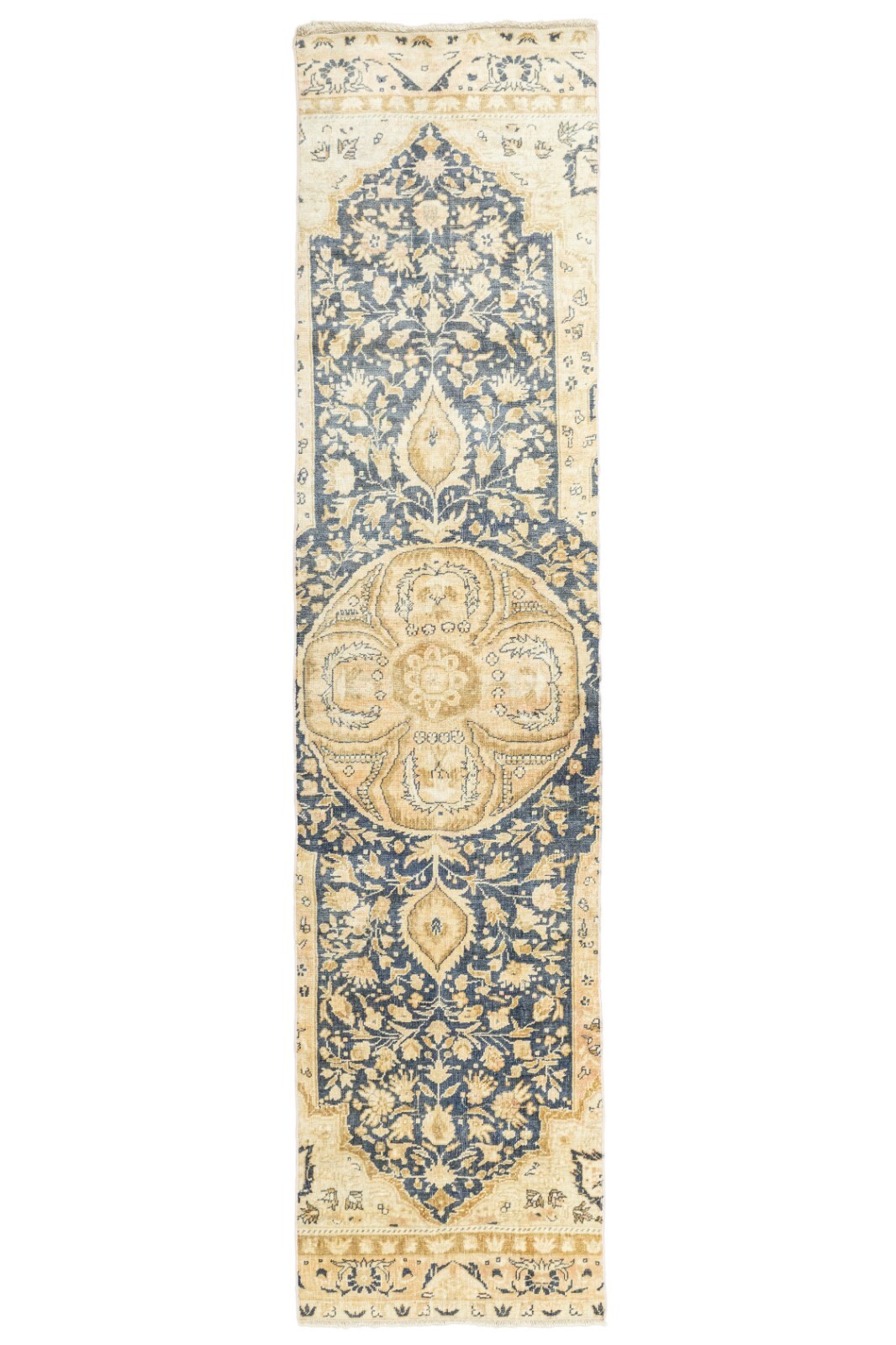Long Hallway Rug Vintage Turkish Oushak Runner Earth Tone Floral 2.5x11.2 ft gallery