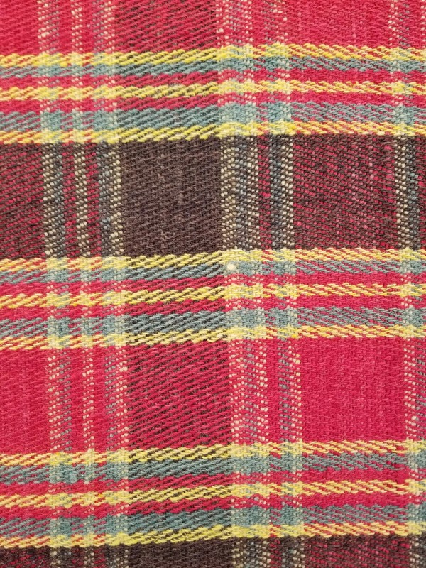 Vintage Woven Plaid Blanket Throw with Handmade Crochet Trim & Pom Pom 5.7x5.2ft gallery