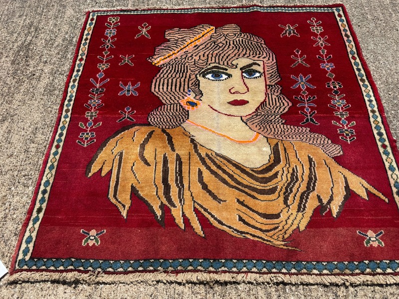 SMALL ANTIQUE ORIENTAL RUG 2x2 HAND-KNOTTED VINTAGE handmade fine art portrait gallery