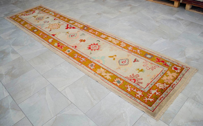 Handmade Turkish Oushak Runner Authentic Wool Rug Made in Oushak - 2'11" x 11'9" gallery