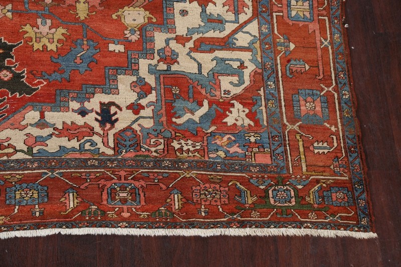 Antique Vegetable Dye Heriz Serapi Large Area Rug Hand-knotted Oriental 10'x11' gallery