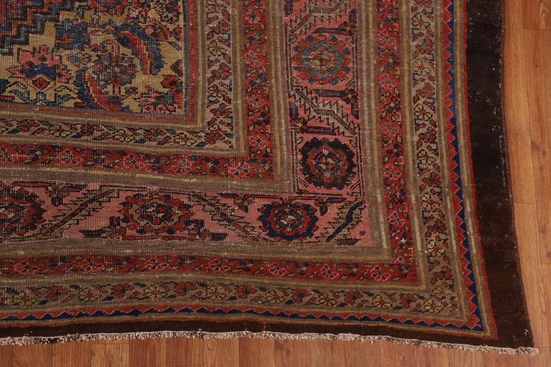 Pre-1900 Antique Heriz Bakhshayesh Vegetable Dye Rug 10x15 Dining Room Carpet gallery
