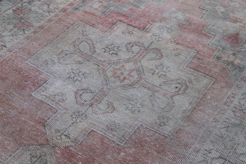 Medallion Beige Accent Rug Turkish Hand Knotted Oriental Oushak Carpet 4x8ft gallery